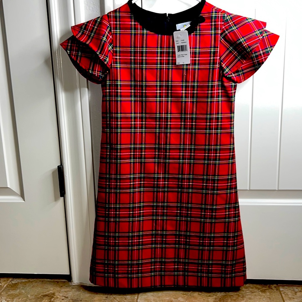 NWT Florence Eiseman Red Tartan Plaid Flutter Sleeve Dress - sold out online